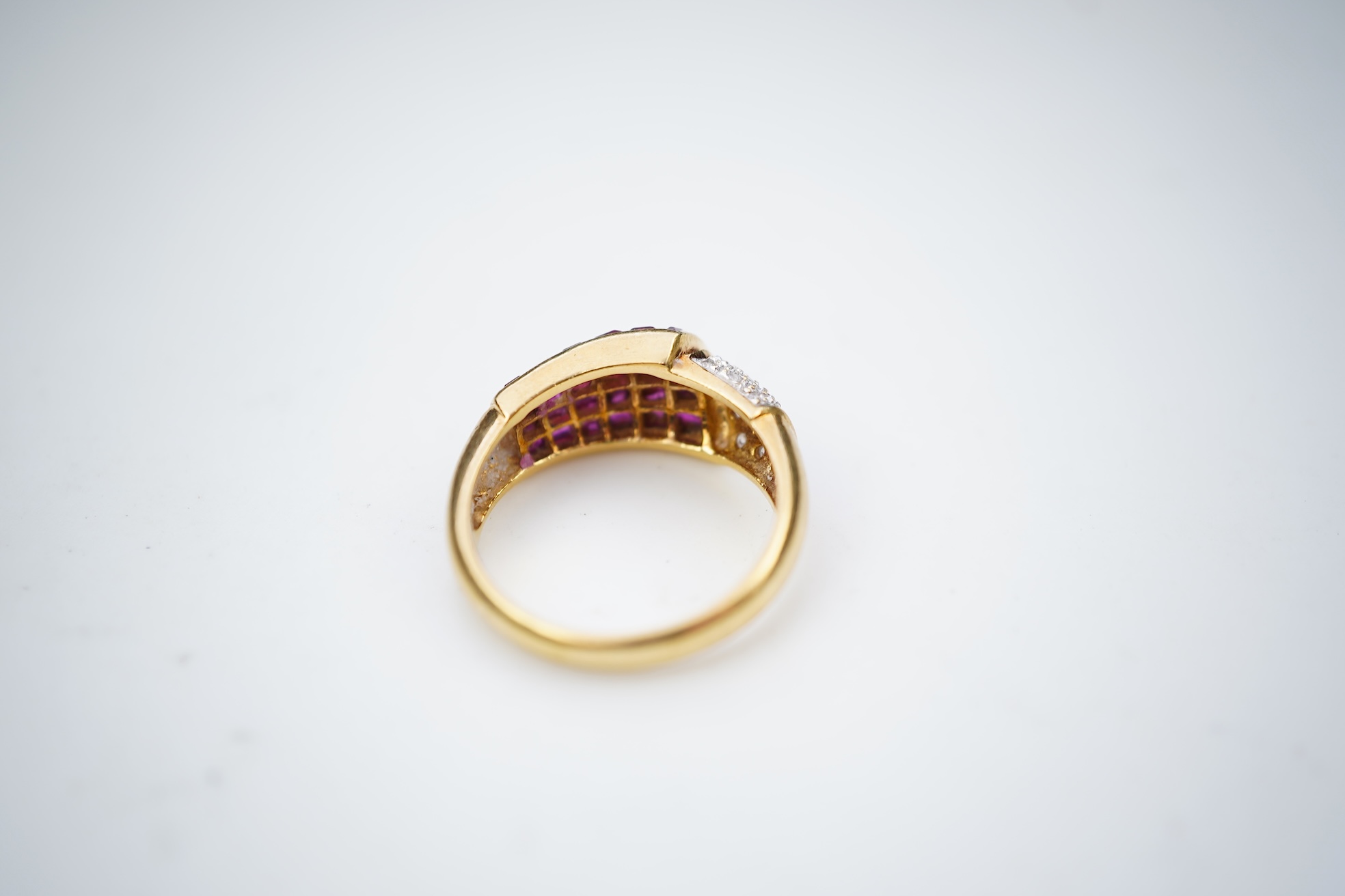 A ruby and diamond ring